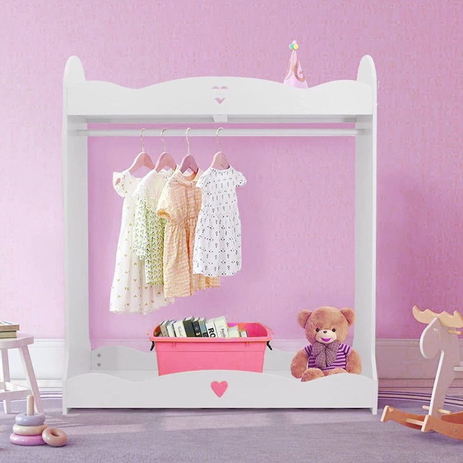 Baby & Nursery littlehelper Toy Box | Large Deluxe Montessori Dress Up Rail | Mirror & Storage | White | 1.06M High