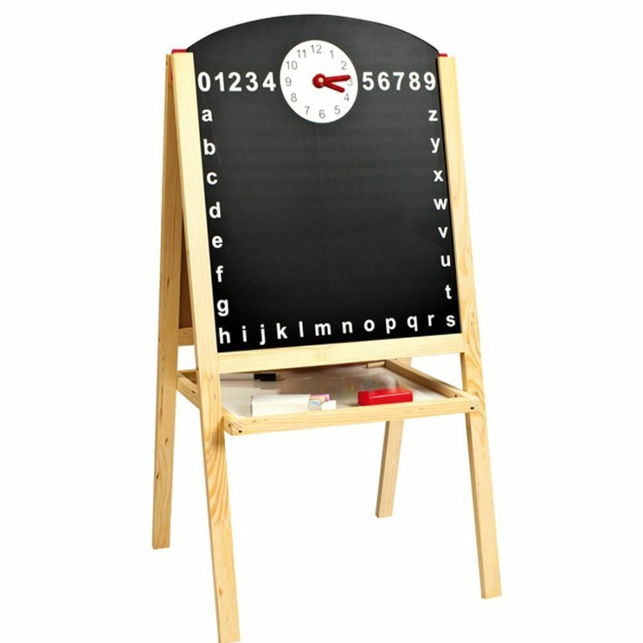 Playtime littlehelper | Kids Wooden Easel | Blackboard & Whiteboard With Clock, Chalks & 104Pc Magnetic Letter & Number Set | 3 Years+