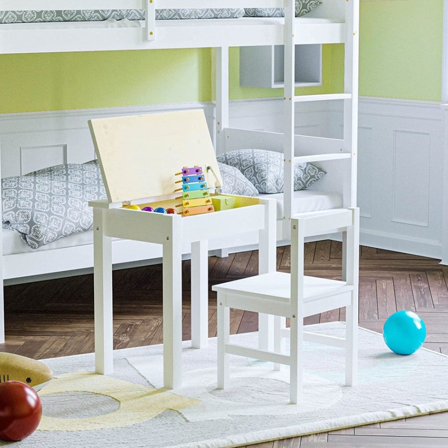 Toddler Furniture & Accessories littlehelper | Montessori Space Saving Homework Desk | Storage & Chair | White | 3-7 Years