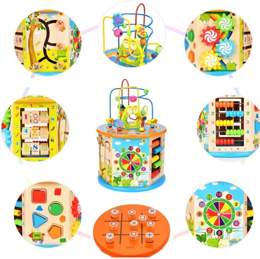 Baby & Nursery littlehelper Baby Gifts | Large 8-In-1 Deluxe Wooden Activity Toy | Montessori Sensory Busy Board | 3 Years+