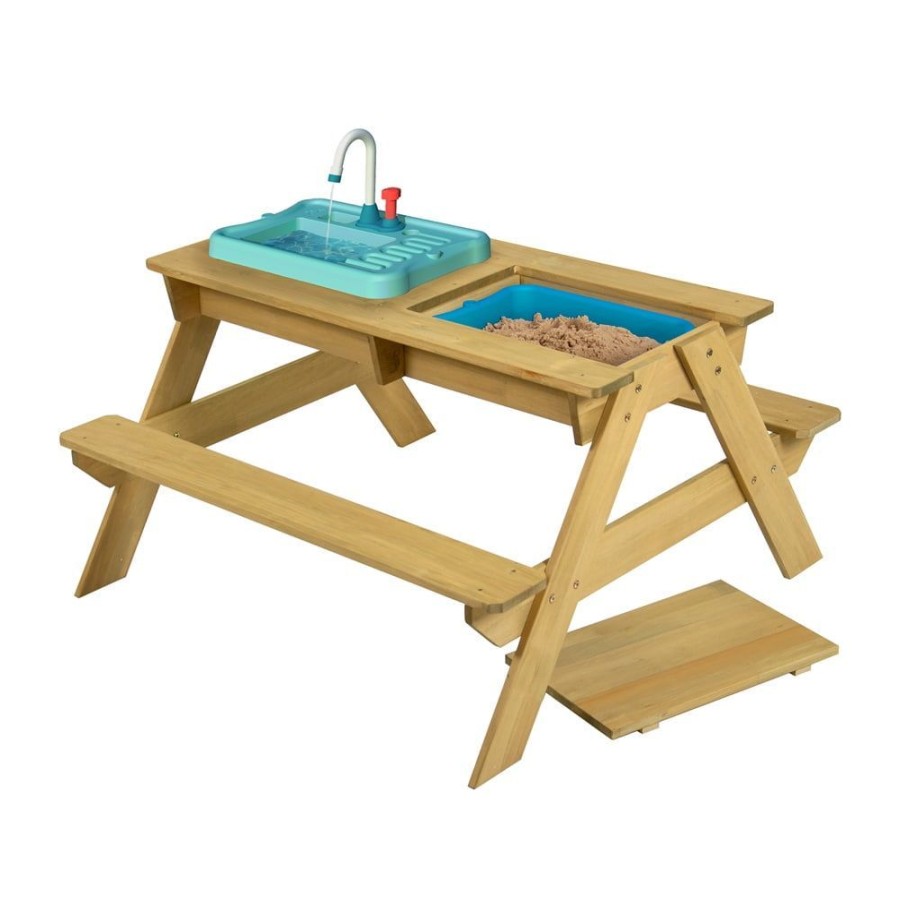 Playtime littlehelper Sand & Water Table | Kids Montessori 5-In-1 Fsc Wooden Picnic Bench, Water Station, Sandpit & Mud Kitchen | 2 Years +