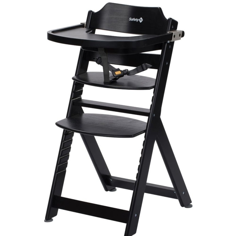 Mealtime littlehelper | Grow-With-Me 3-In-1 Adjustable Height Wooden High Chair & Tray | Black | 6M - 10 Years