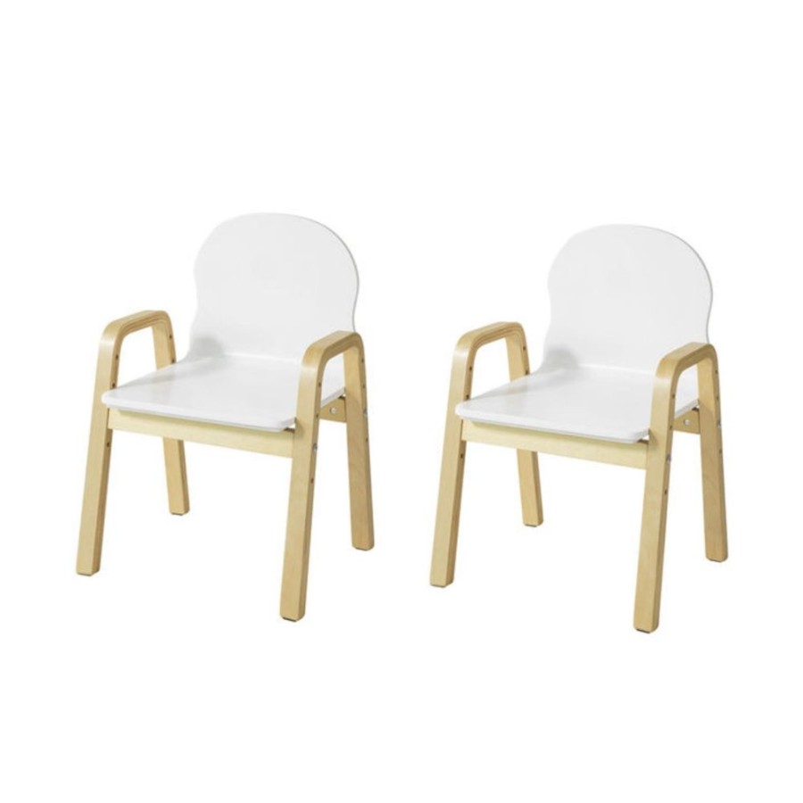 Toddler Furniture & Accessories littlehelper | Set Of 2 White Height Adjustable Wood Modern Kids Chairs | Chairs For Children