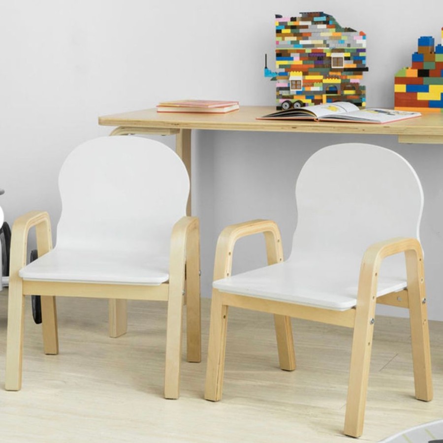 Toddler Furniture & Accessories littlehelper | Set Of 2 White Height Adjustable Wood Modern Kids Chairs | Chairs For Children