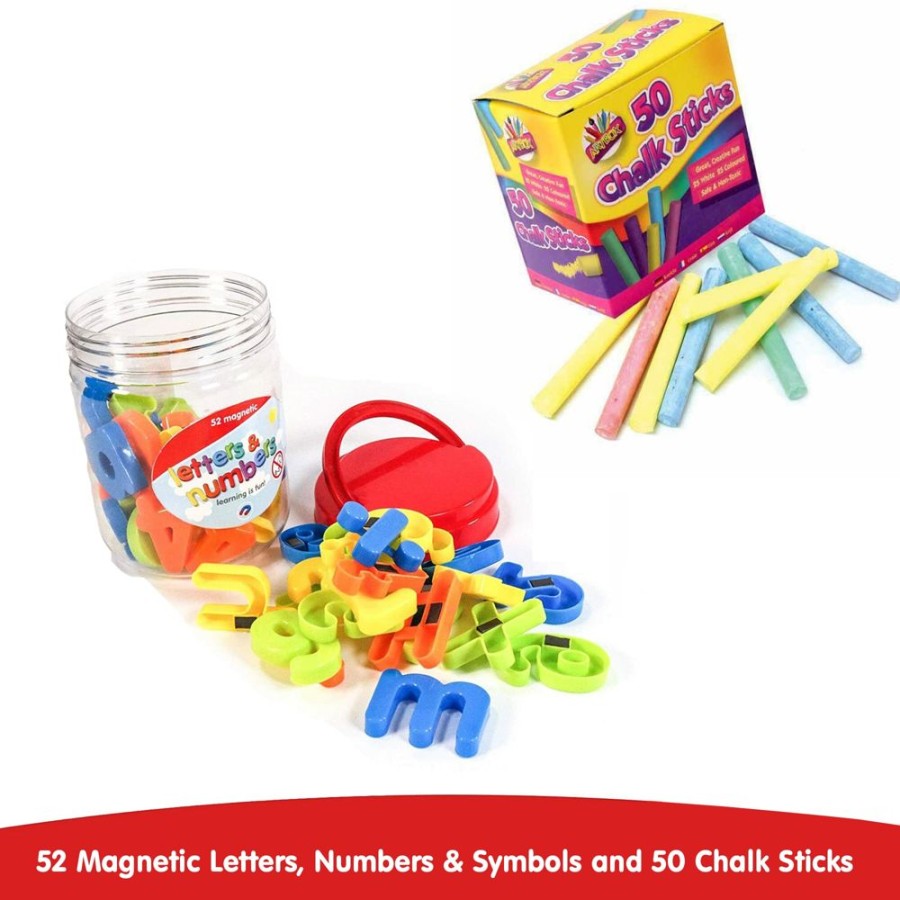 Toddler Furniture & Accessories littlehelper | Little Helper Activity Pack | 52 Pc Magnetic Letters & Numbers | 50Pc Multi Coloured Chalks