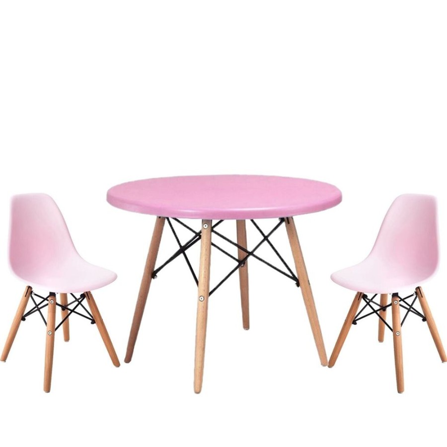 Toddler Furniture & Accessories littlehelper | Eames Dsw Design-Inspired Toddler Contemporary Wooden Table & 2 Chairs | Soft Pink