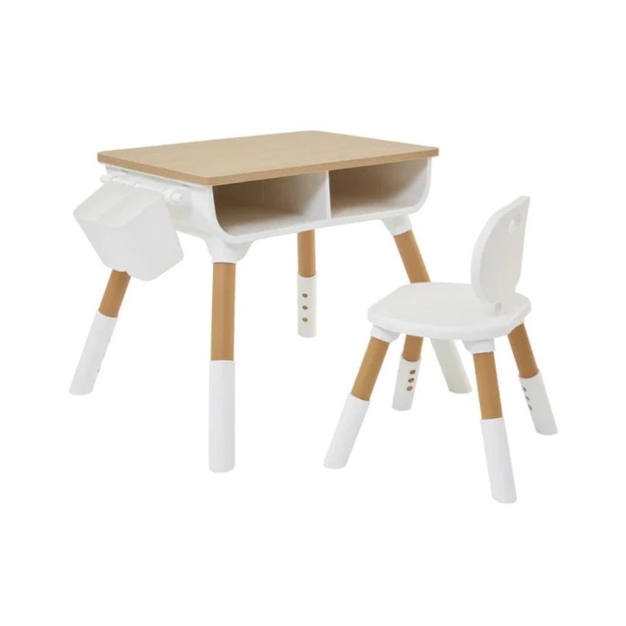 Playtime littlehelper Montessori Toys & Products | Grow-With-Me Height Adjustable Montessori Scandi-Design Kids Table And Chairs | Natural | 2-8 Years