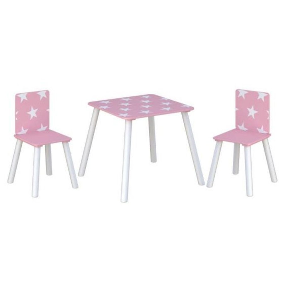 Toddler Furniture & Accessories littlehelper | Kids Wooden Table And Chairs Set | Shooting Stars | Candy Pink & White