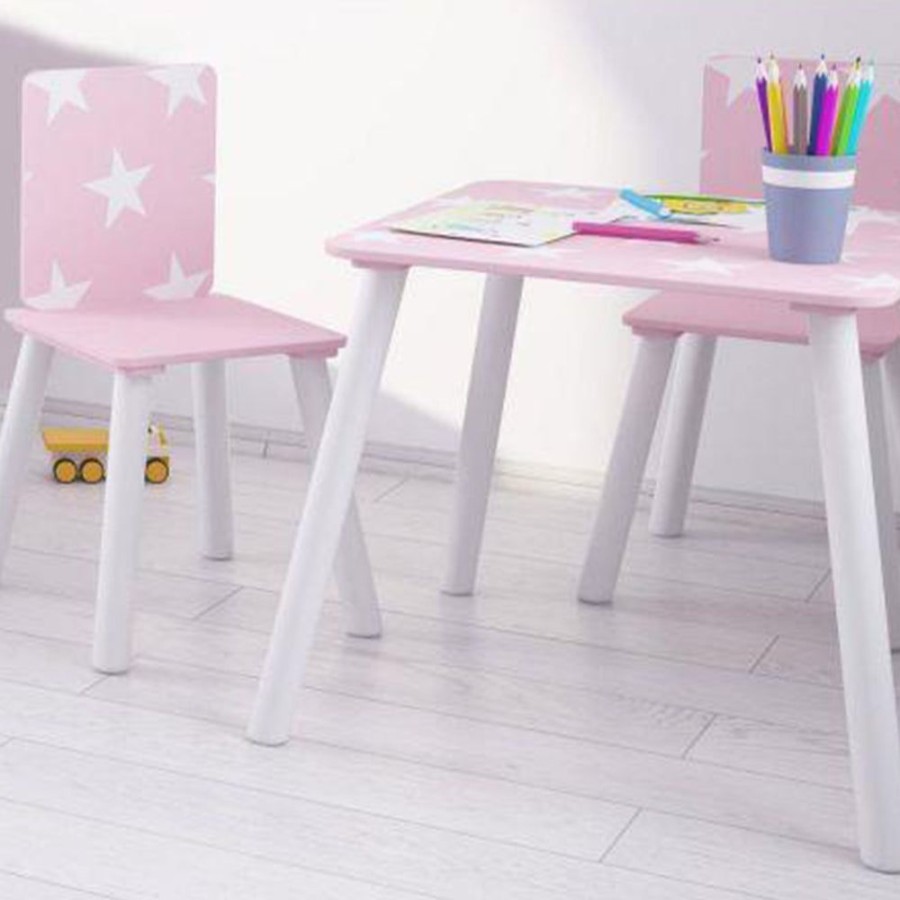 Toddler Furniture & Accessories littlehelper | Kids Wooden Table And Chairs Set | Shooting Stars | Candy Pink & White