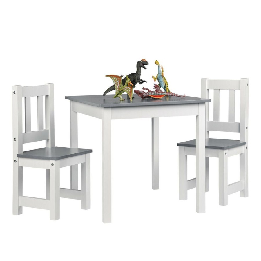 Toddler Furniture & Accessories littlehelper | Kids Wooden Table And Chairs Set | Crisp White & Dove Grey | 3 Years+