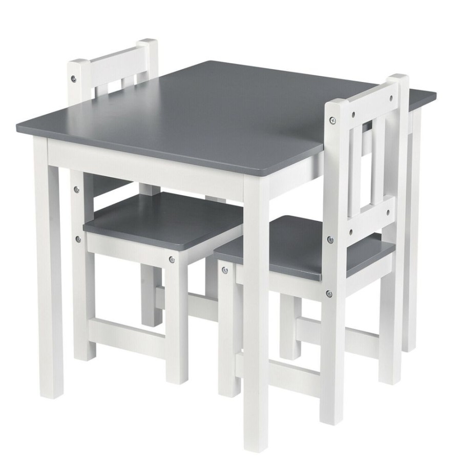 Toddler Furniture & Accessories littlehelper | Kids Wooden Table And Chairs Set | Crisp White & Dove Grey | 3 Years+