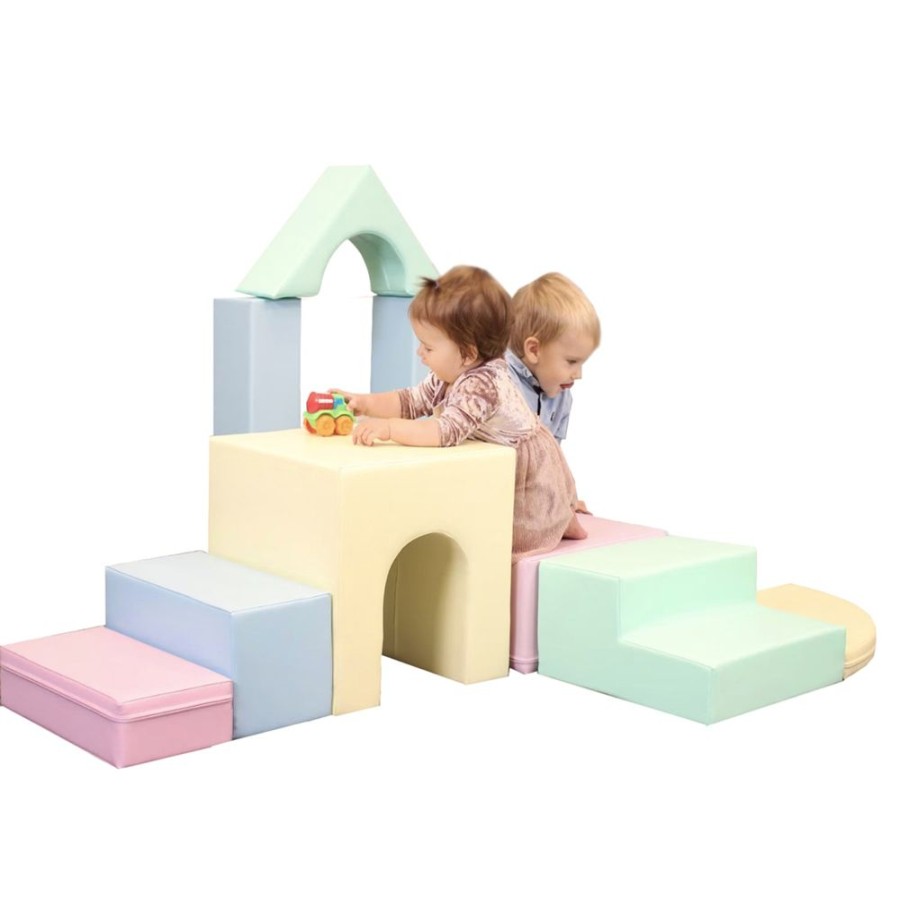 Playtime littlehelper Kids Climbing Frames | 10 Piece Xl Montessori Climb & Slide Foam Play Set | Pastel Colours | 6M+