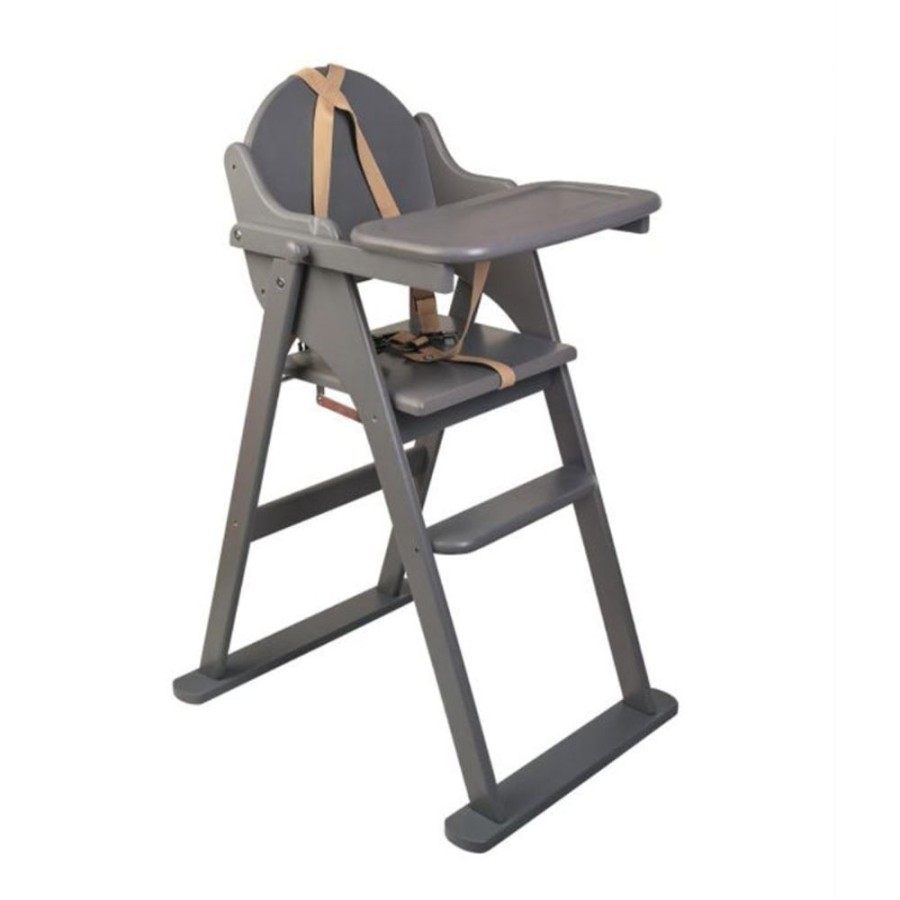 Mealtime littlehelper | Classic Solid Eco Wood Space Saving | Easy Folding Highchair | 5 Point Harness | Dove Grey