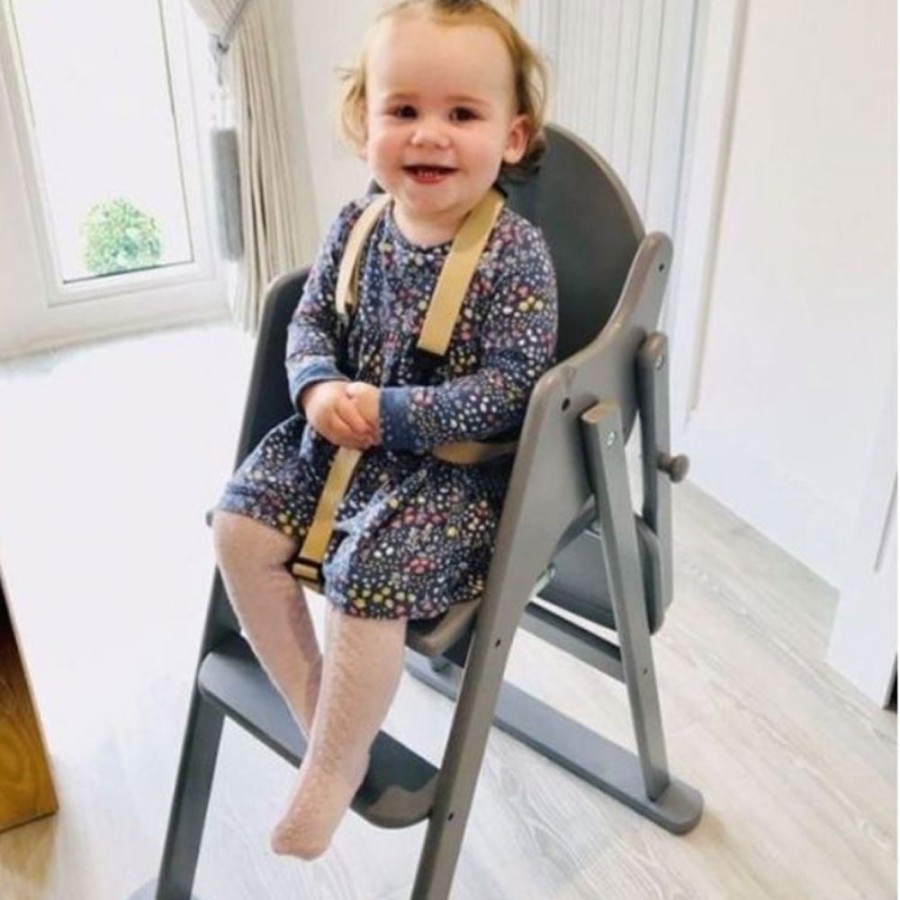 Mealtime littlehelper | Classic Solid Eco Wood Space Saving | Easy Folding Highchair | 5 Point Harness | Dove Grey