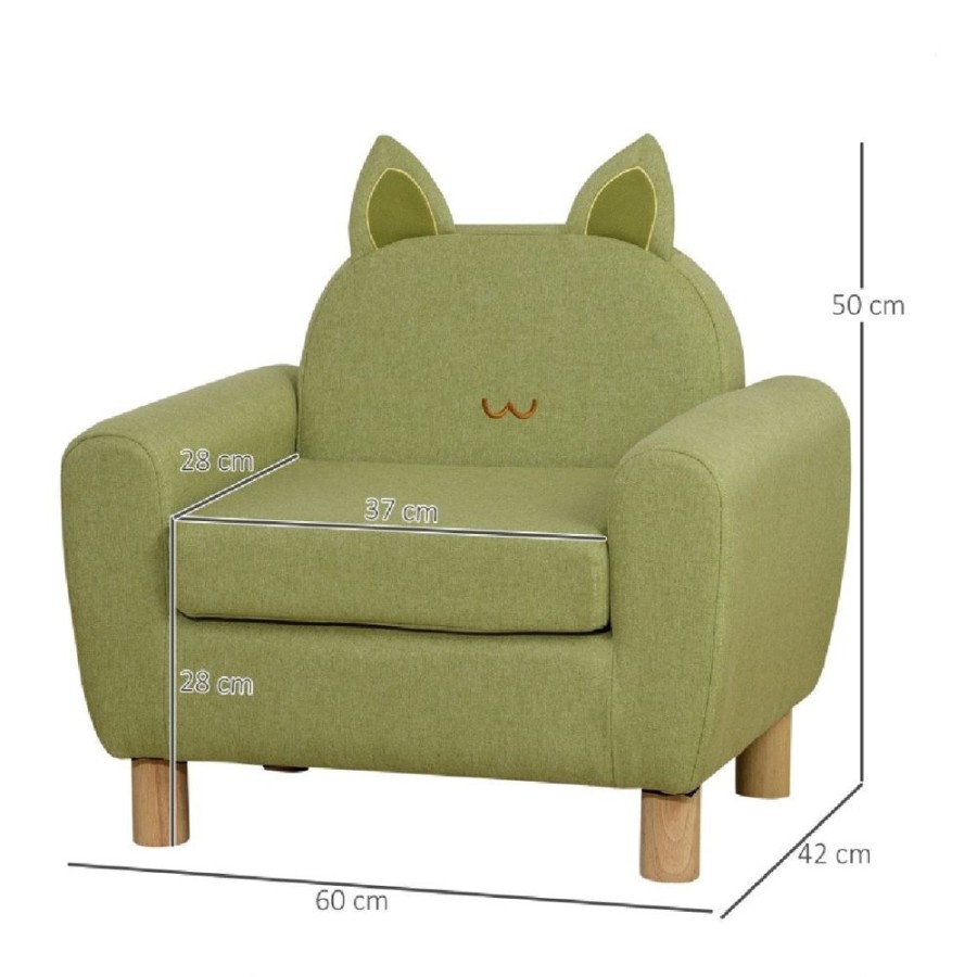 Toddler Furniture & Accessories littlehelper | Children'S Cat Design Deluxe Single Armchair | Linen-Look | | 3-8 Years