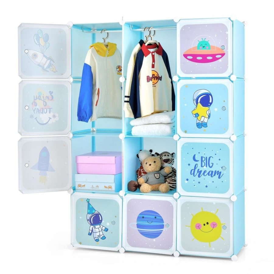 Baby & Nursery littlehelper Toy Box | Large Portable Wardrobe Cum Storage Unit | 12 Cubes | Toy Storage | Blue