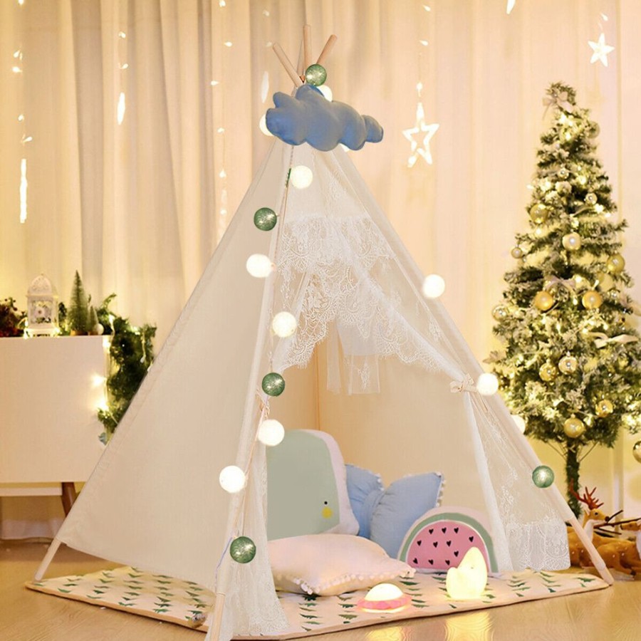 Playtime littlehelper Playhouses, Teepees & Dens | Kids Portable Teepee Tent | Folding Playhouse | Indoor & Outdoor W/ Bag | Cream