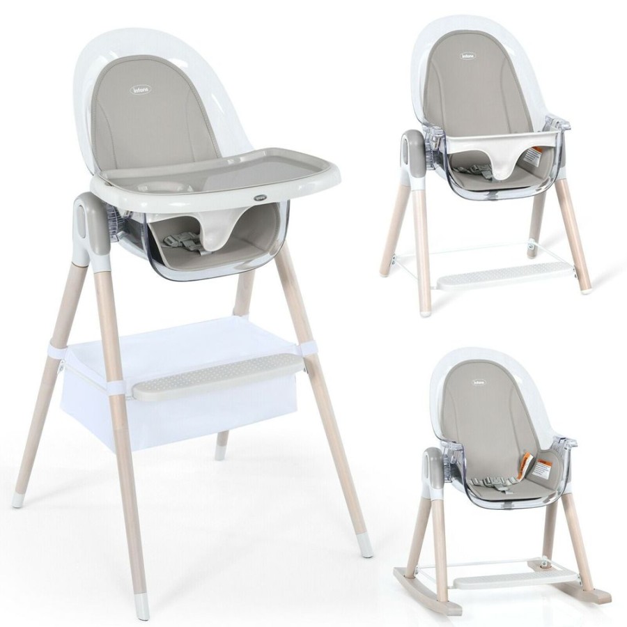 Mealtime littlehelper | Deluxe 4-In-1 Reclining Baby High Chair | Rocking Chair | Low Chair | Grey | 6M To 6 Years