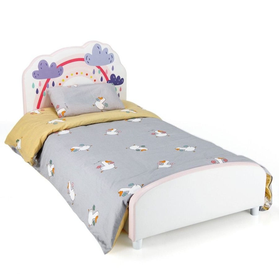 Baby & Nursery littlehelper Baby Bedding | Single Bed | Upholstered Sleeping Bed Frame | Soft Headboard Footboard | Rainbows