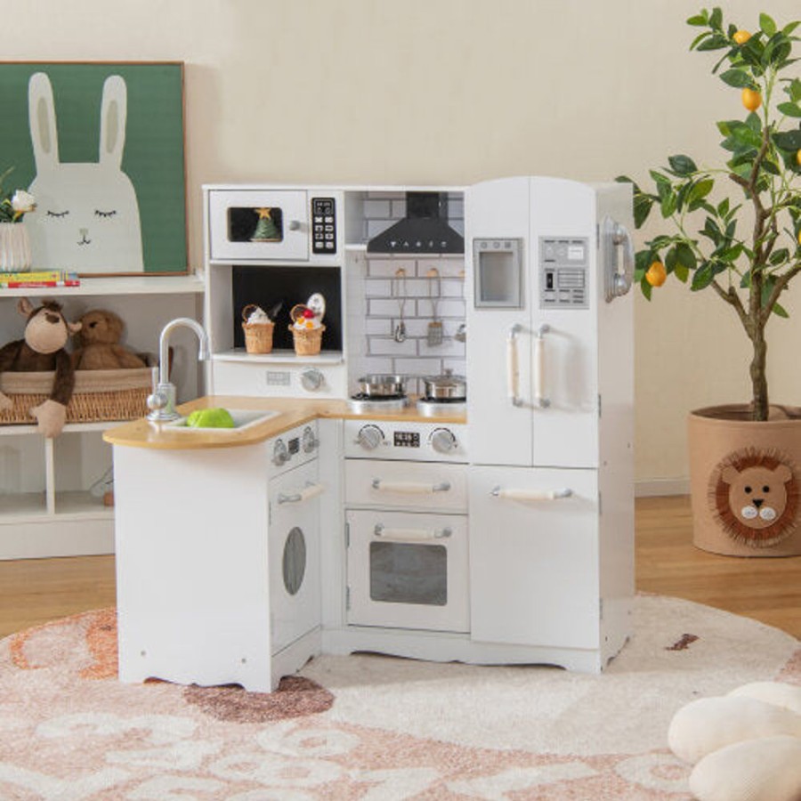 Playtime littlehelper Toy Kitchens | Montessori Toy Kitchen | Ice Maker | Telephone | Washing Machine | Realistic Features | Accessories