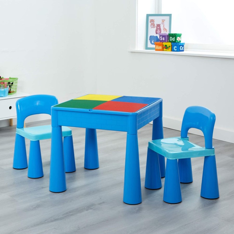 Toddler Furniture & Accessories littlehelper | Kid'S Indoor | Outdoor 4-In-1 Plastic Table & 2 Chairs Set | Lego Board | Sand & Water Pit | Blues