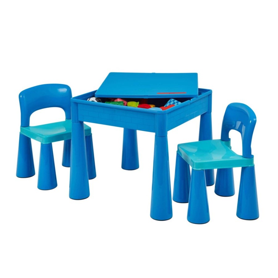 Toddler Furniture & Accessories littlehelper | Kid'S Indoor | Outdoor 4-In-1 Plastic Table & 2 Chairs Set | Lego Board | Sand & Water Pit | Blues