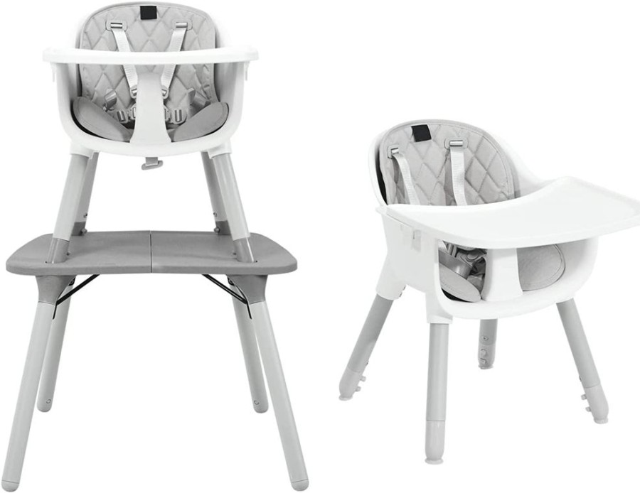 Mealtime littlehelper | 5-In-1 Convertible Grey Plastic Baby High Chair | Low Chair | Table & Chair Set