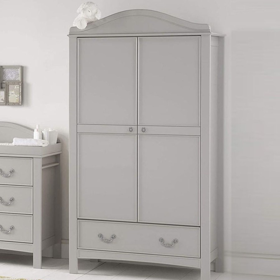 Baby & Nursery littlehelper Nursery Wardrobes | Eco-Conscious Double Wooden Nursery Wardrobe | Whisper Grey | Versailles Collection