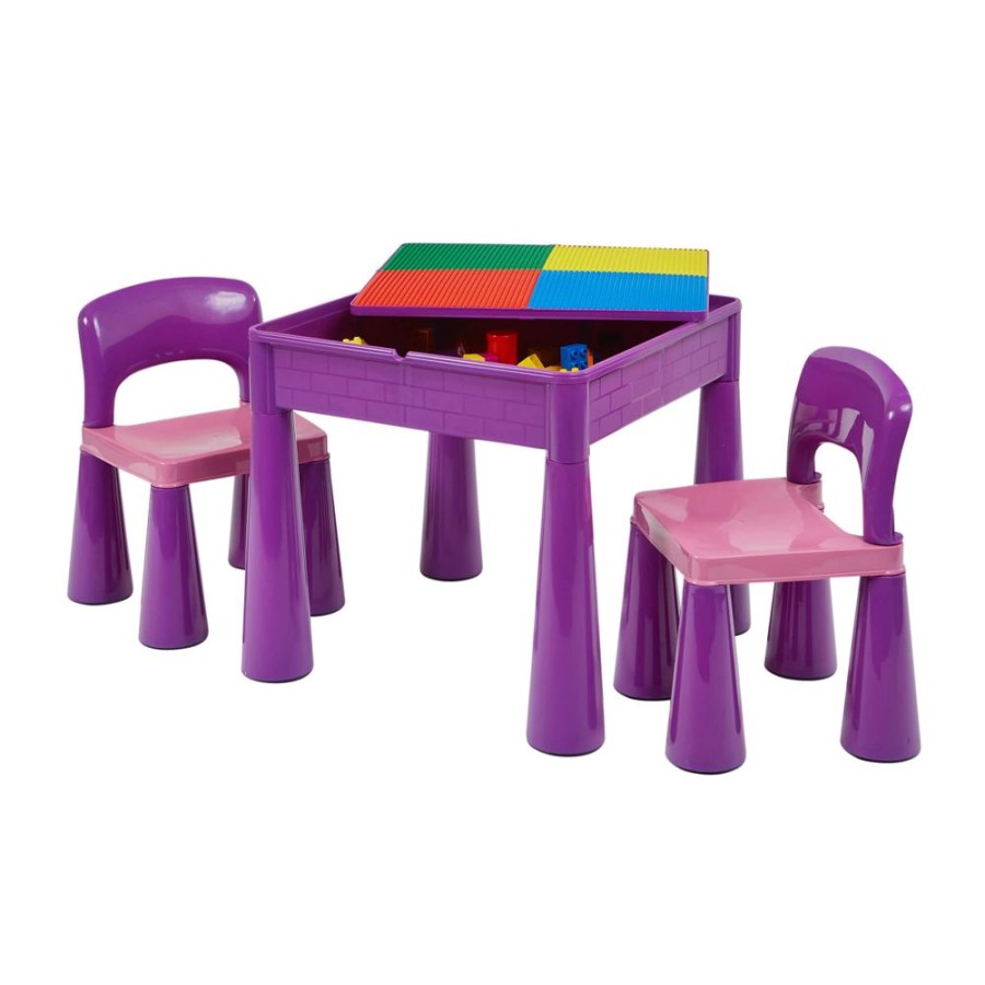 Toddler Furniture & Accessories littlehelper | Kid'S Indoor | Outdoor Multipurpose Plastic Table & 2 Chairs Set | Lego Board | Sand & Water Pit | Violet