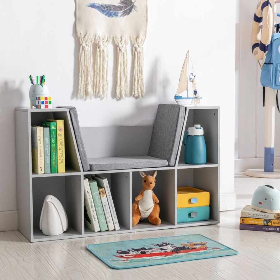 Toddler Furniture & Accessories littlehelper | Childrens Bookcase | Toy Storage Unit | Kids Reading Seat | Grey With Grey Padded Seat