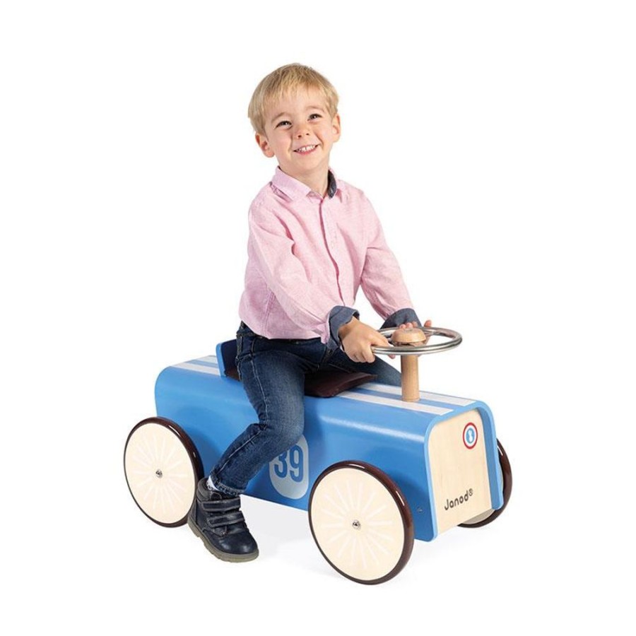 Playtime littlehelper Wooden Toys | Rockers, Ride Ons & Bikes | Car Ride-On | Blue Vintage Ride On | 24M+