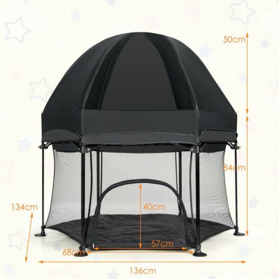 Baby & Nursery littlehelper Baby Playpens | Lightweight Quick Assemble Pop-Up Playpen With Uv Canopy And Mattress | Or | 0M - 36M