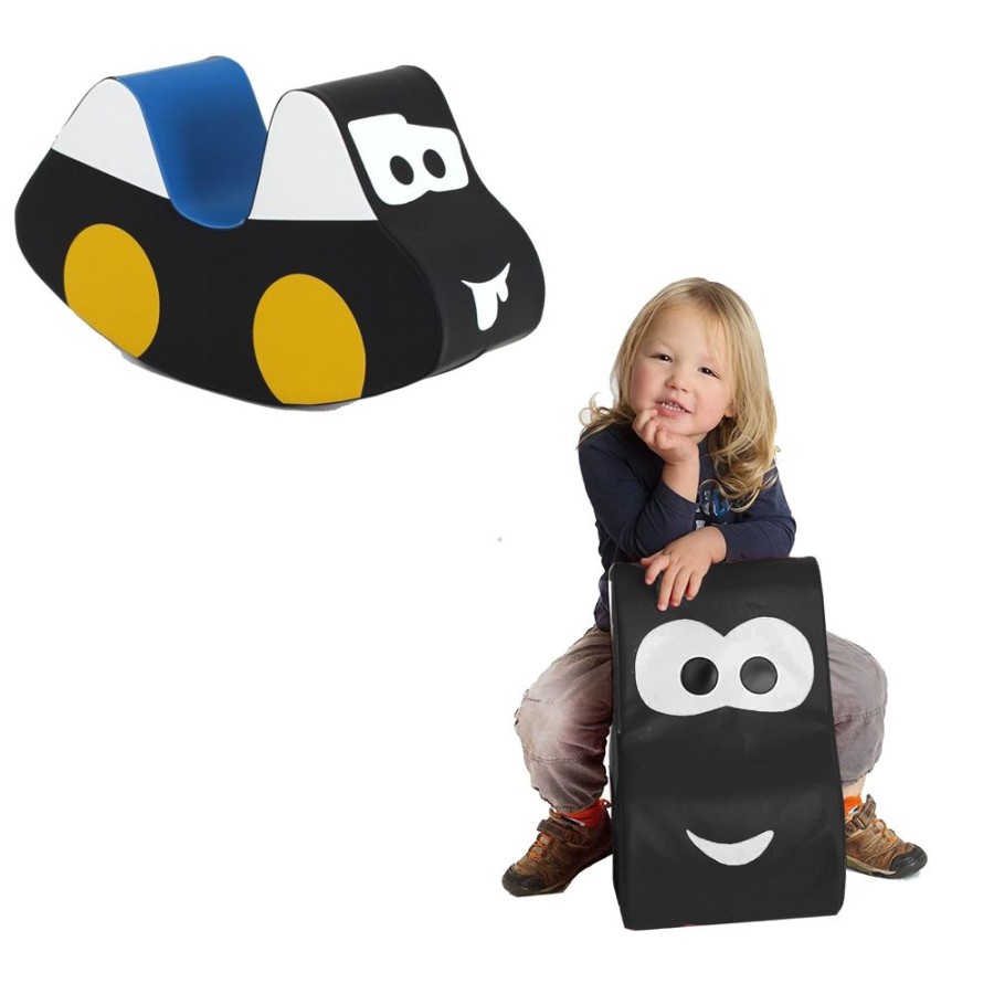 Playtime littlehelper Ride On Toys | Montessori Faux Leather Rocker | Ride-On Soft Rocking Toy | Soft Play Car | Black & White | 12M+