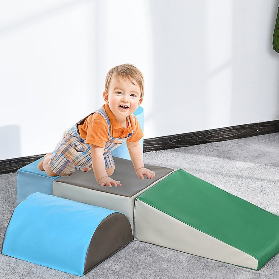 Baby & Nursery littlehelper Baby Play Mats | Indoor Soft Play Equipment | Montessori 5 Piece Foam Play Set | Soft Play Slide | Blue & Green | 1-3 Years