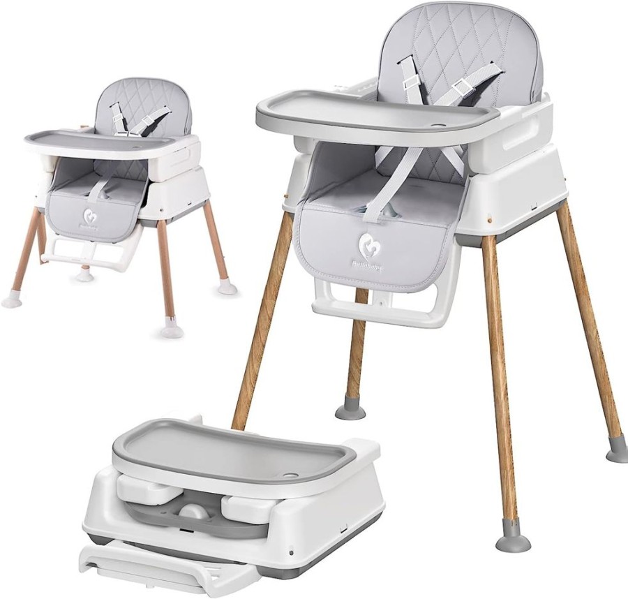 Mealtime littlehelper | Infants 3 In 1 Multifunctional Highchair | Adjustable | Portable | Grey | 6 Months +