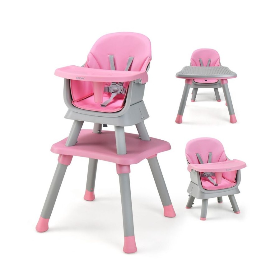 Mealtime littlehelper | 6-In-1 Grow-With-Me Baby High Chair | 5-Point Harness | Booster Seat | Table & Chair Set | Pink