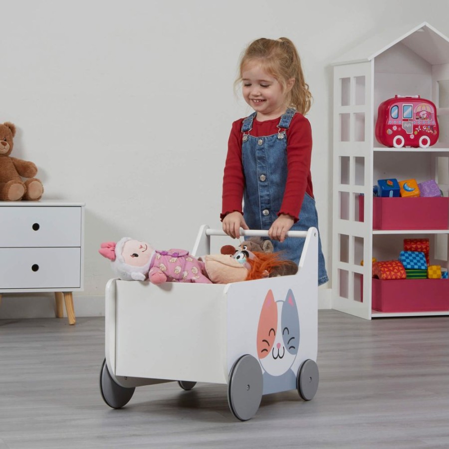 Toddler Furniture & Accessories littlehelper | Montessori Toy Box | Toy Storage | Cat And Dog Push Along Trolley