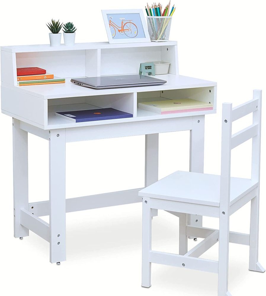 Toddler Furniture & Accessories littlehelper | Montessori Space Saving Eco-Conscious Desk | Bureau | Storage & Chair | White | 3-10 Years