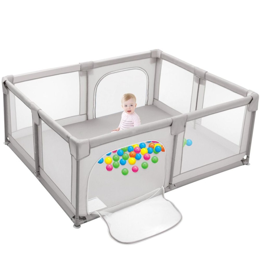 Baby & Nursery littlehelper Baby Playpens | Extra Large Baby Playpen And Ball Pool | Breathable Mesh Fabric | 1.9 X 1.5M | Grey