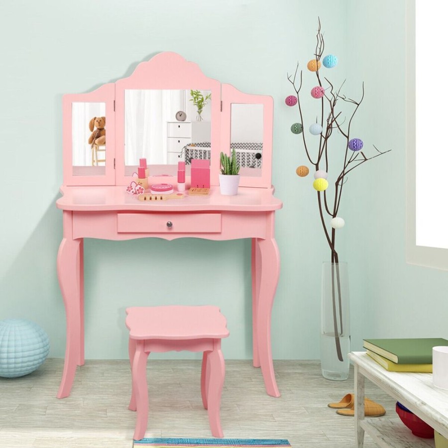 Toddler Furniture & Accessories littlehelper | Vanity Unit With Tri-Folding Mirrors | Kids Dressing Table | Or | 6 - 13 Years