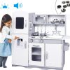 Playtime littlehelper Toy Kitchens | Deluxe Montessori Inspired Wooden Toy Kitchen | Water Dispenser | Phone | Large Blackboard & Accessories