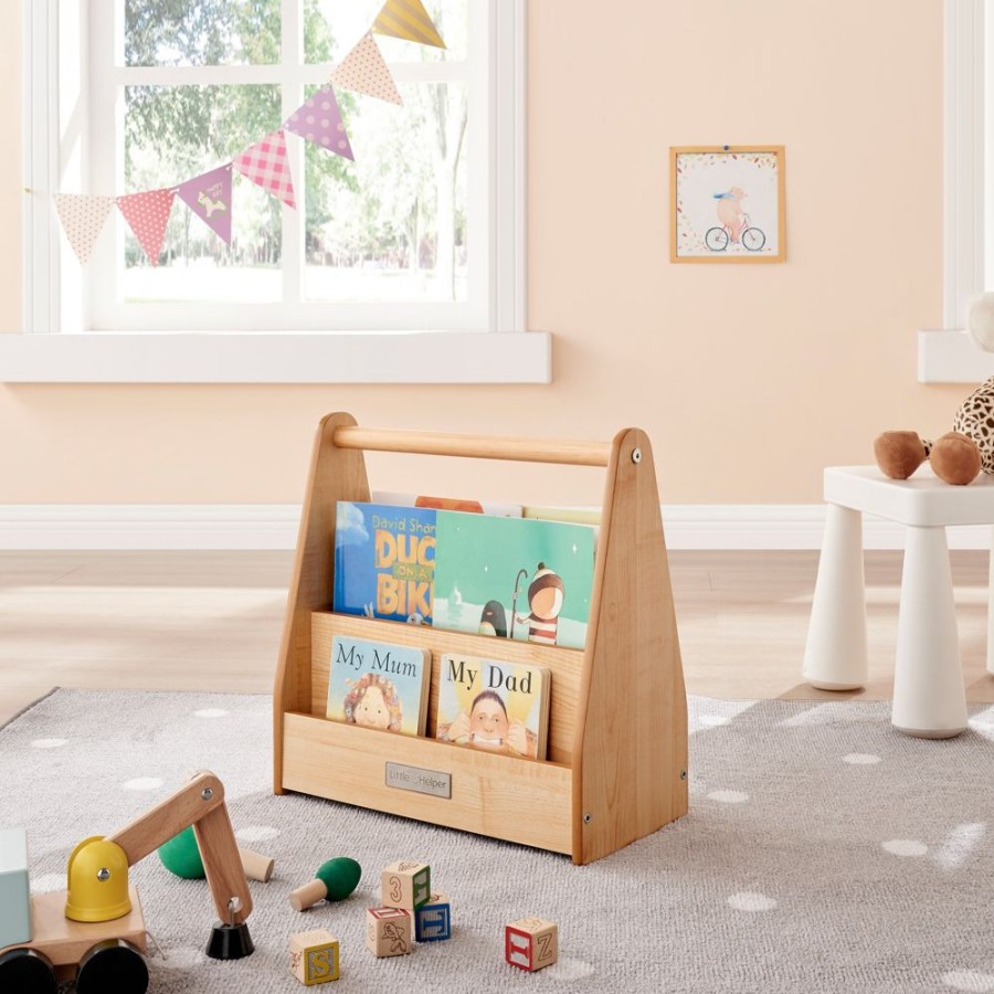 Toddler Furniture & Accessories littlehelper | Little Helper Montessori Portable Bookcase | Double Sided | Bookshelf | Natural Finish