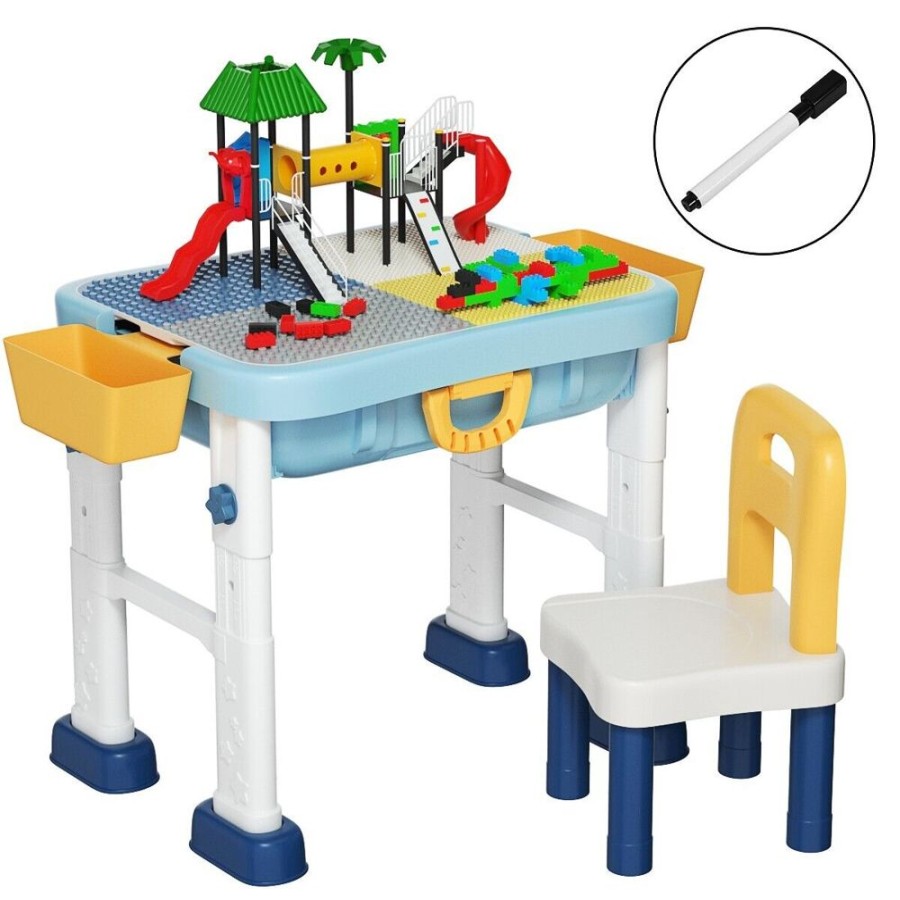 Toddler Furniture & Accessories littlehelper | 6-In-1 Folding | Portable Height Adjustable Activity Table & Chair | 2-Sided Lego Tabletop & Storage Space | Building Block | 3 Years+