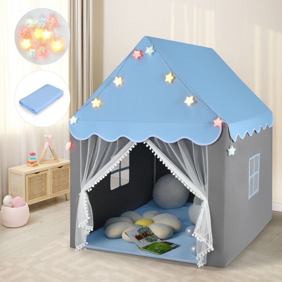 Playtime littlehelper Playhouses, Teepees & Dens | Large Kids Playhouse Tent | Indoor Outdoor Castle Fairy Tent | Lights & Mat