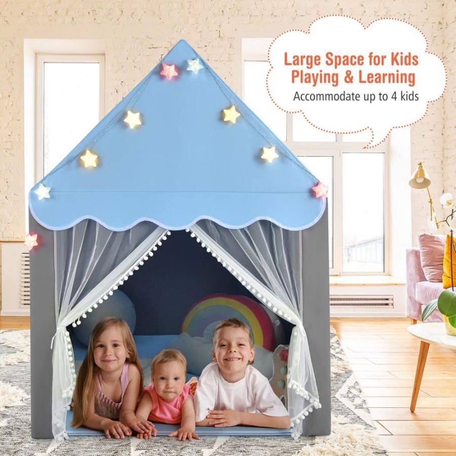 Playtime littlehelper Playhouses, Teepees & Dens | Large Kids Playhouse Tent | Indoor Outdoor Castle Fairy Tent | Lights & Mat