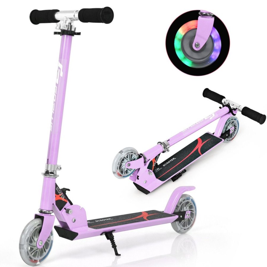 Playtime littlehelper Balance Bikes | Height Adjustable Folding Stunt Scooter | Adjustable T-Bar | Push Kick | Light Up 2 Wheels | Pink | 4-13 Years