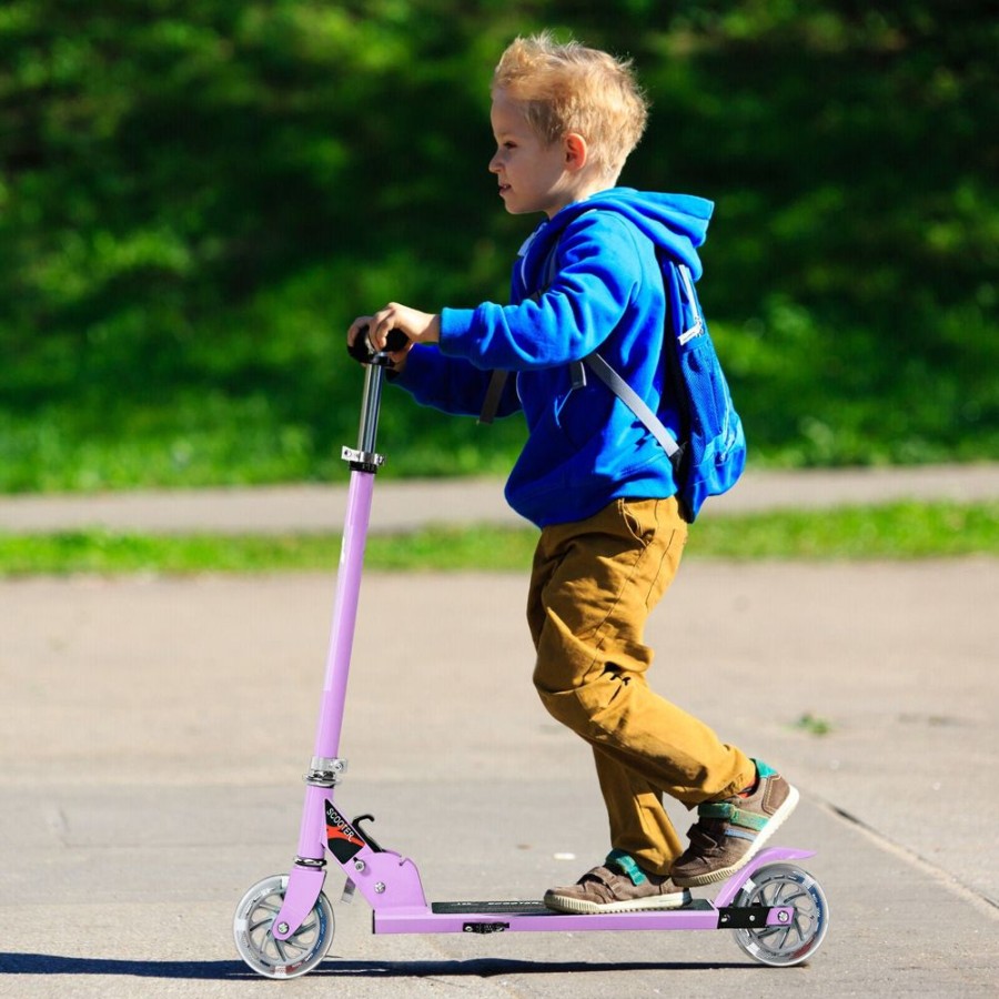 Playtime littlehelper Balance Bikes | Height Adjustable Folding Stunt Scooter | Adjustable T-Bar | Push Kick | Light Up 2 Wheels | Pink | 4-13 Years