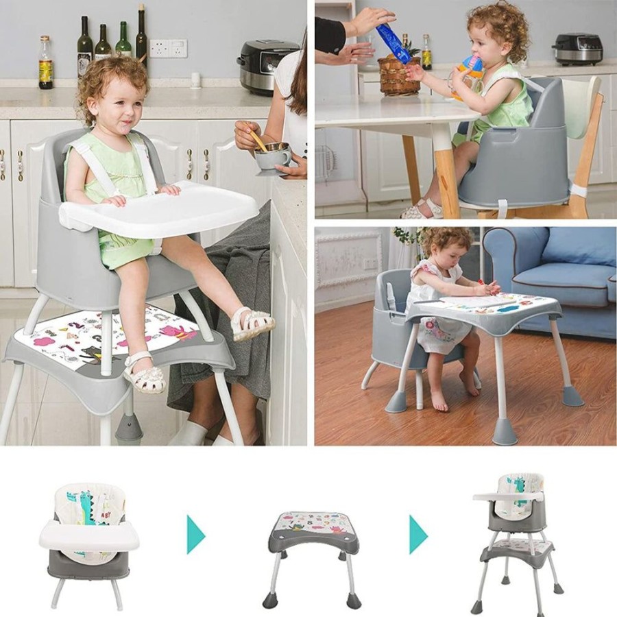 Mealtime littlehelper | 7-In-1 Multi Purpose Grow-With-Me Dinosaur High Chair & Tray | Booster Seat | Low Chair | Table & Chair Set | 6 Months - 6 Years