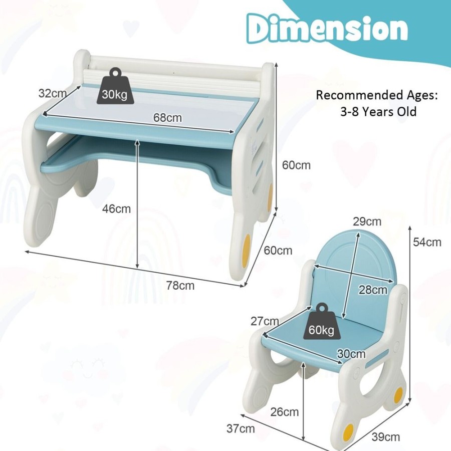 Toddler Furniture & Accessories littlehelper | Kids 2-In-1 Table & Chair Set With Whiteboard Top & Storage | Toddler Activity Table | Eraser & Dry-Wipe Pens