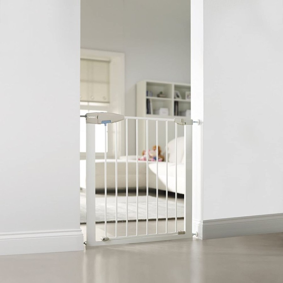 Baby & Nursery littlehelper Stair Gates | Award-Winning Lindam White Sure Shut Pressure Fit Stair Gate | Baby Gate | Extendable Safety Gate (75-82Cm)